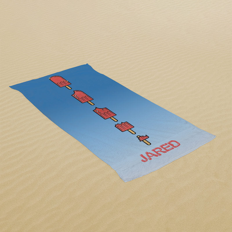 Lofaris Popsicles Summer Blue Custom Name Beach Towel