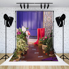 Lofaris Potted Plant Rain Boots Spring Backdrop For Photo