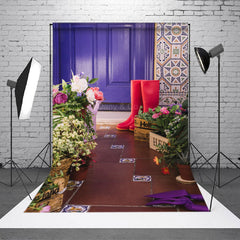 Lofaris Potted Plant Rain Boots Spring Backdrop For Photo