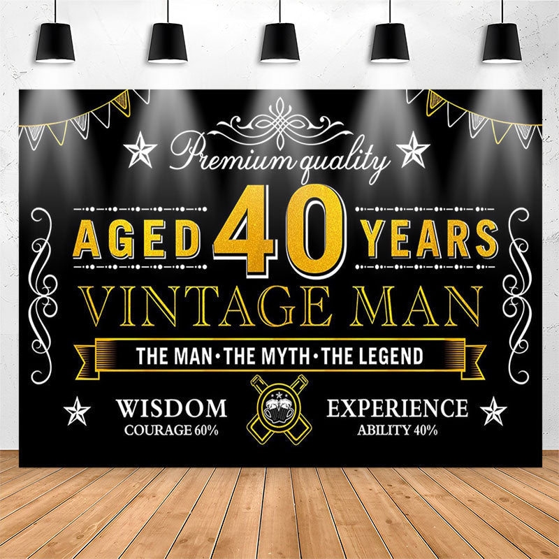Lofaris Premium Quality Vintage Man Black 40th Birthday Backdrop