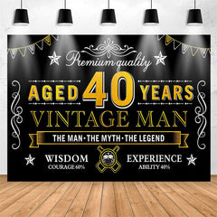 Lofaris Premium Quality Vintage Man Black 40th Birthday Backdrop