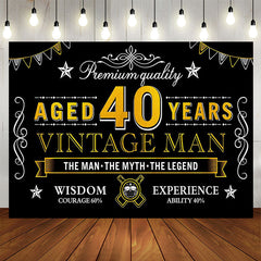 Lofaris Premium Quality Vintage Man Black 40th Birthday Backdrop