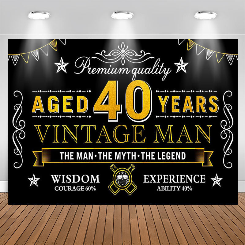 Lofaris Premium Quality Vintage Man Black 40th Birthday Backdrop