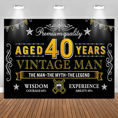 Lofaris Premium Quality Vintage Man Black 40th Birthday Backdrop