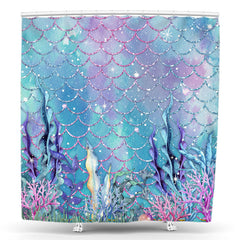 Lofaris Pretty Undersea Mermaid Scales Coral Shower Curtain