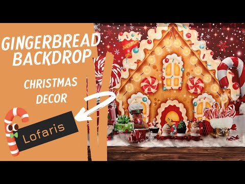 Gingerbread House Candy Land Merry Christmas Backdrop