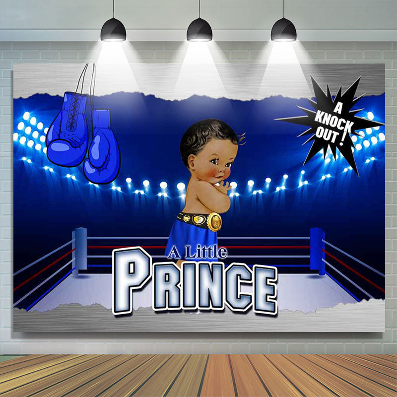 Lofaris Prince Knock Out Blue Prize Ring Baby Shower Backdrop