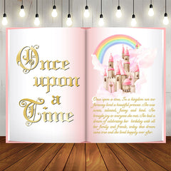 Lofaris Princess Castle Pink Book Birthday Backdrop For Girl