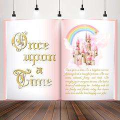 Lofaris Princess Castle Pink Book Birthday Backdrop For Girl