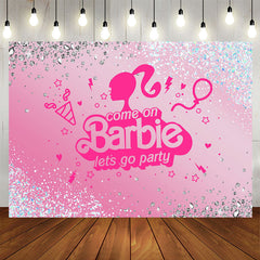 Lofaris Princess Diamond Glitter Pink Lets Go Party Backdrop