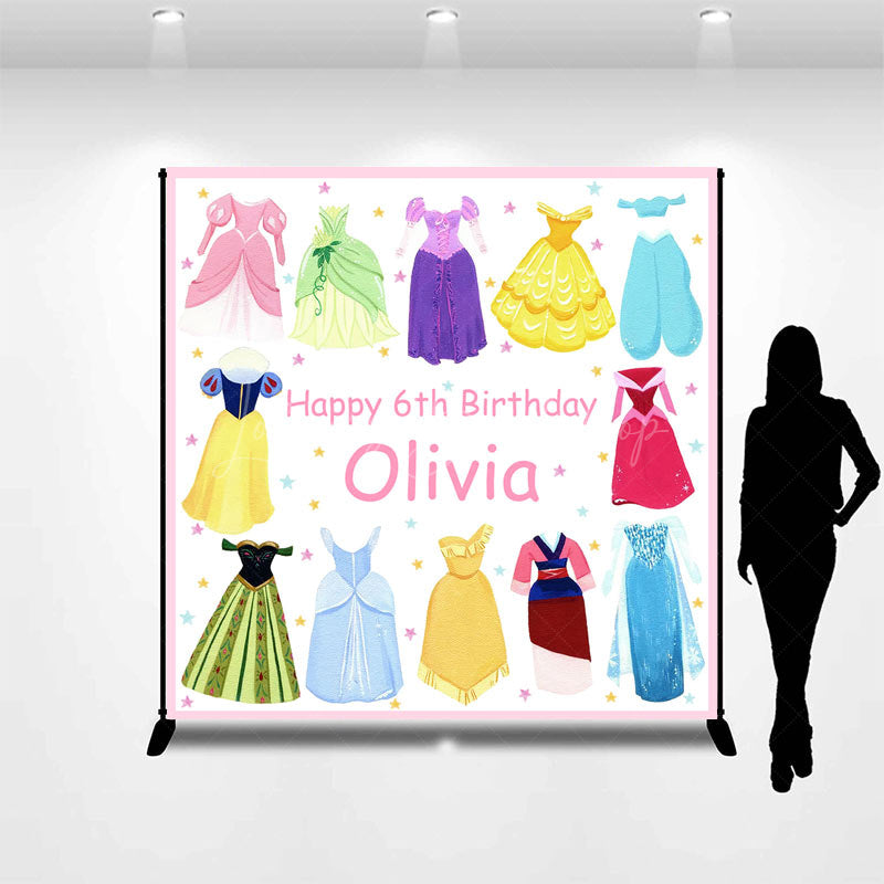 Lofaris Princess Dress Custom Name 6th Birthday Backdrop