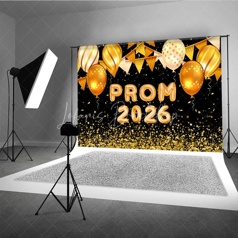 Lofaris Prom 2026 Gold Baooons Warm Light Flag Grad Backdrop