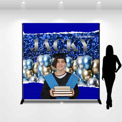 Lofaris Prom Blue Balloons Personalized Graduation Backdrop