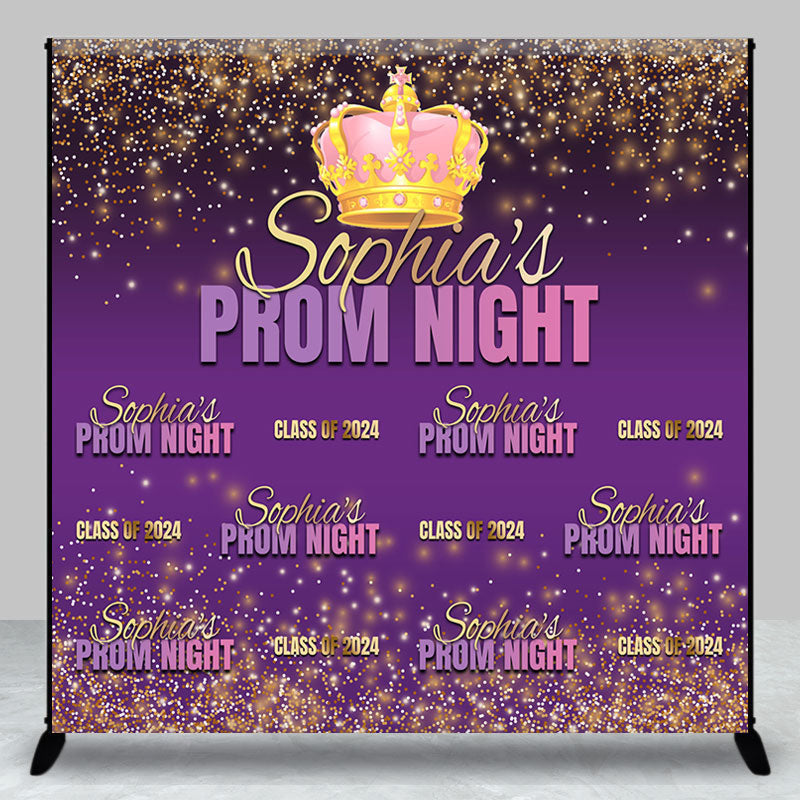Lofaris Prom Night Purple Glitter Crown Custom Backdrop
