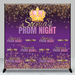 Lofaris Prom Night Purple Glitter Crown Custom Backdrop