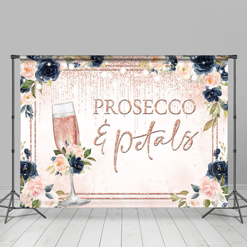 Lofaris Prosecco Petals Pink Floral Bridal Shower Backdrop