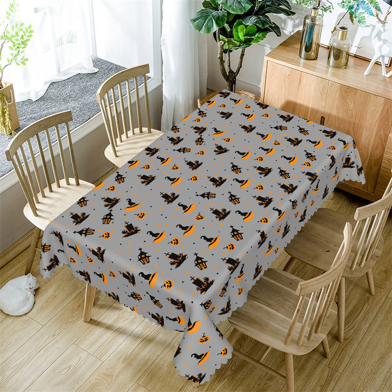 Lofaris Pumpkin And Castle Pattern Halloween Tablecloth