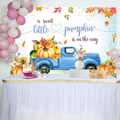 Lofaris Pumpkin Blue Truck Baby Shower Party Backdrop