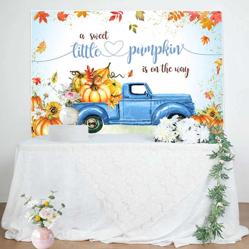 Lofaris Pumpkin Blue Truck Baby Shower Party Backdrop