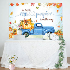 Lofaris Pumpkin Blue Truck Baby Shower Party Backdrop