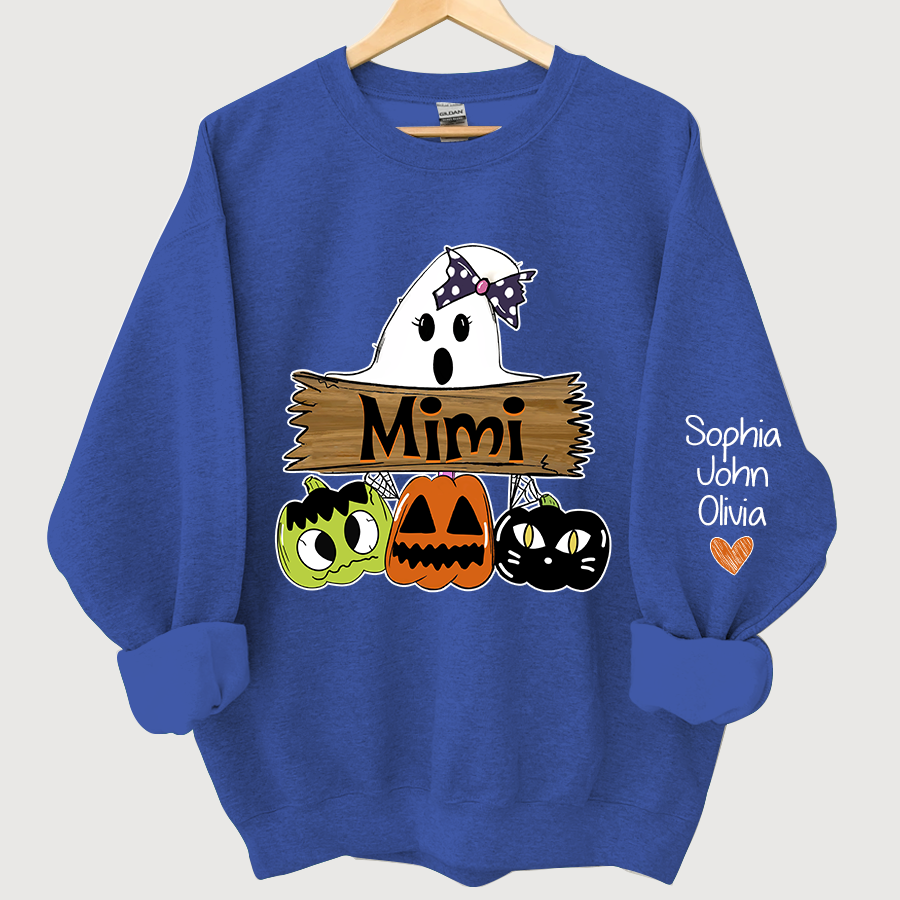 Lofaris Pumpkin Ghost Halloween Mimi,Grandma And Grandkids Sweatshirt