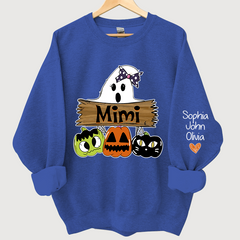 Lofaris Pumpkin Ghost Halloween Mimi,Grandma And Grandkids Sweatshirt