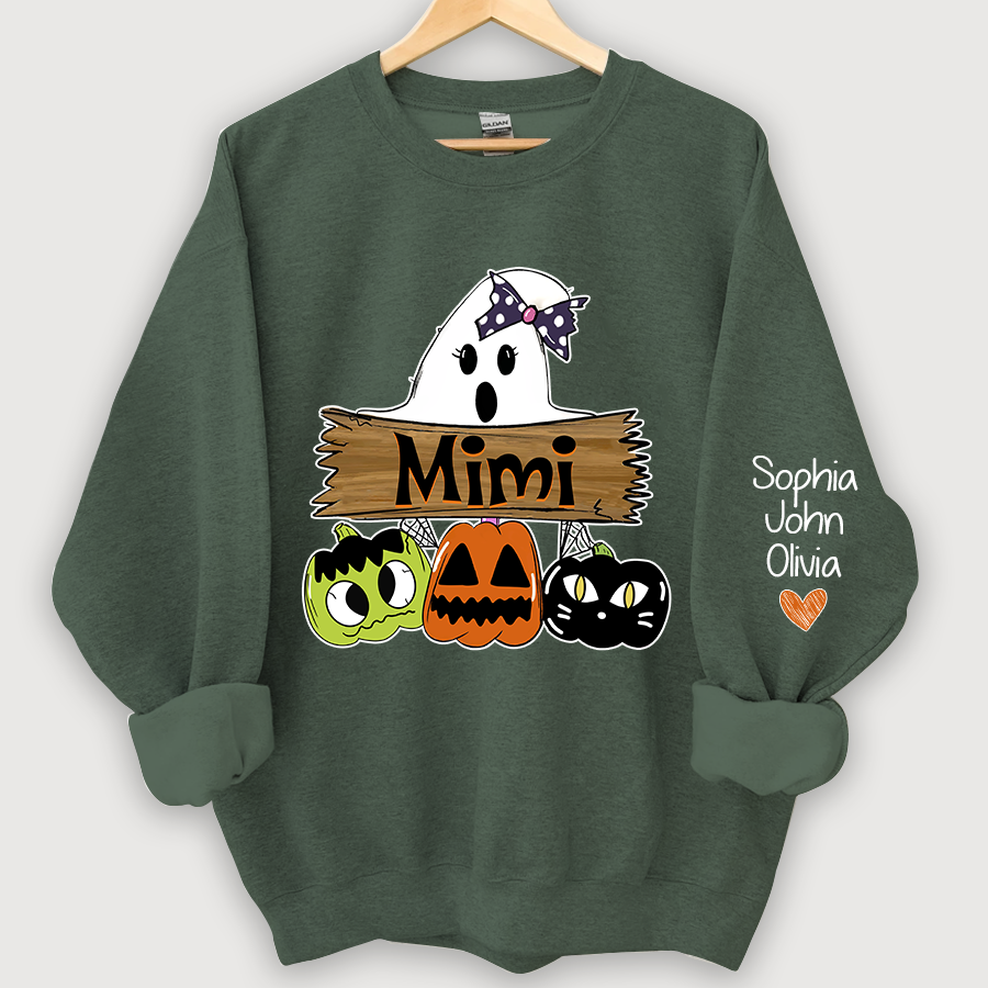 Lofaris Pumpkin Ghost Halloween Mimi,Grandma And Grandkids Sweatshirt