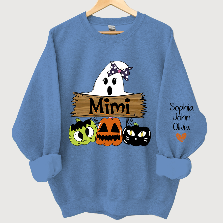 Lofaris Pumpkin Ghost Halloween Mimi,Grandma And Grandkids Sweatshirt