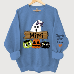 Lofaris Pumpkin Ghost Halloween Mimi,Grandma And Grandkids Sweatshirt