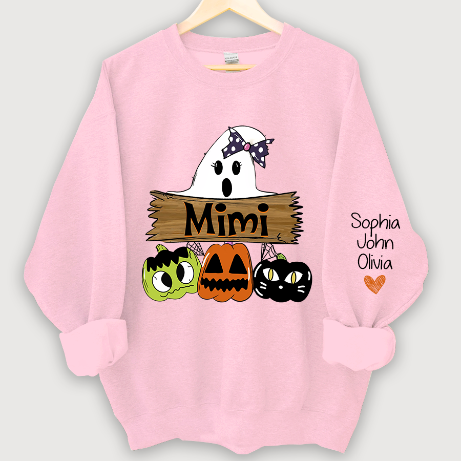 Lofaris Pumpkin Ghost Halloween Mimi,Grandma And Grandkids Sweatshirt