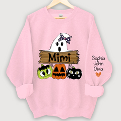 Lofaris Pumpkin Ghost Halloween Mimi,Grandma And Grandkids Sweatshirt