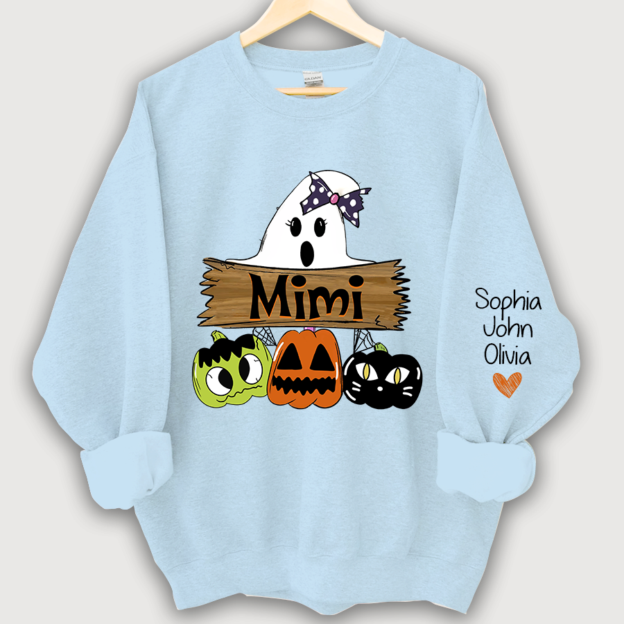 Lofaris Pumpkin Ghost Halloween Mimi,Grandma And Grandkids Sweatshirt