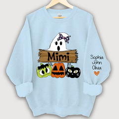 Lofaris Pumpkin Ghost Halloween Mimi,Grandma And Grandkids Sweatshirt