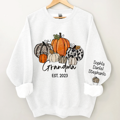 Lofaris Pumpkin Grandma Est Year And Kids Custom Sweatshirt