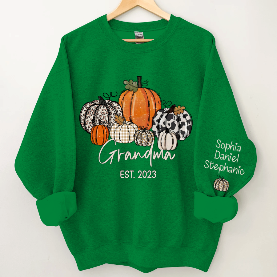 Lofaris Pumpkin Grandma Est Year And Kids Custom Sweatshirt
