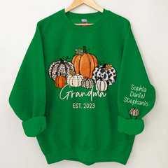 Lofaris Pumpkin Grandma Est Year And Kids Custom Sweatshirt