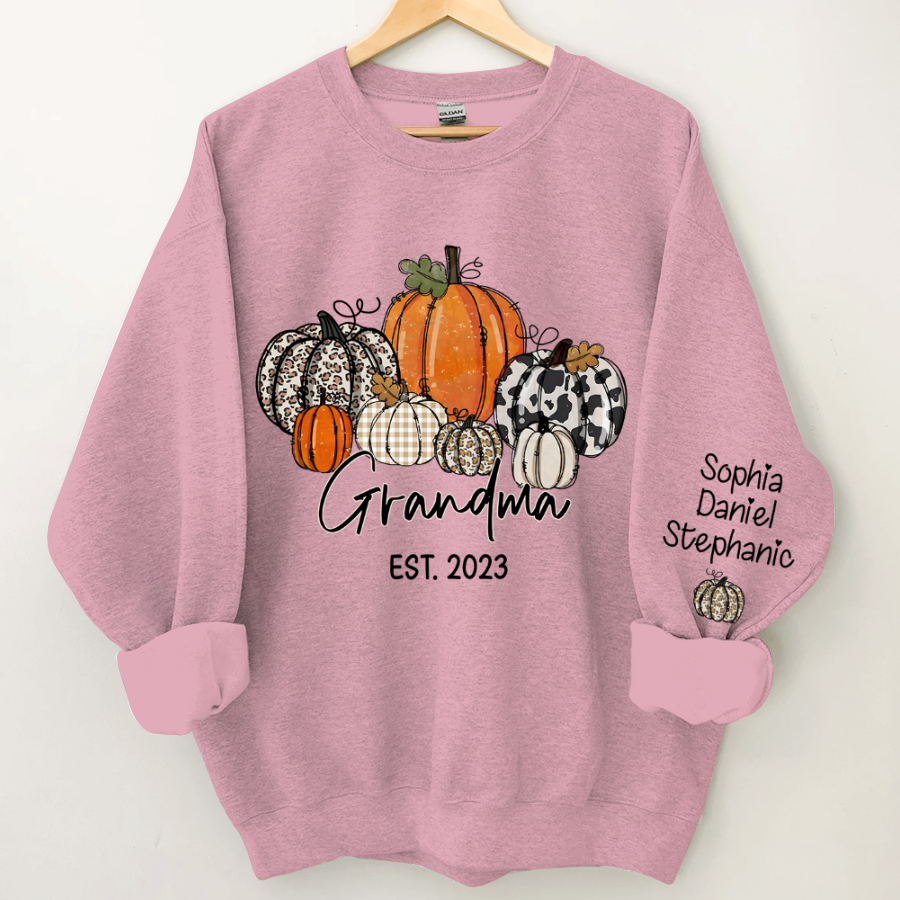Lofaris Pumpkin Grandma Est Year And Kids Custom Sweatshirt