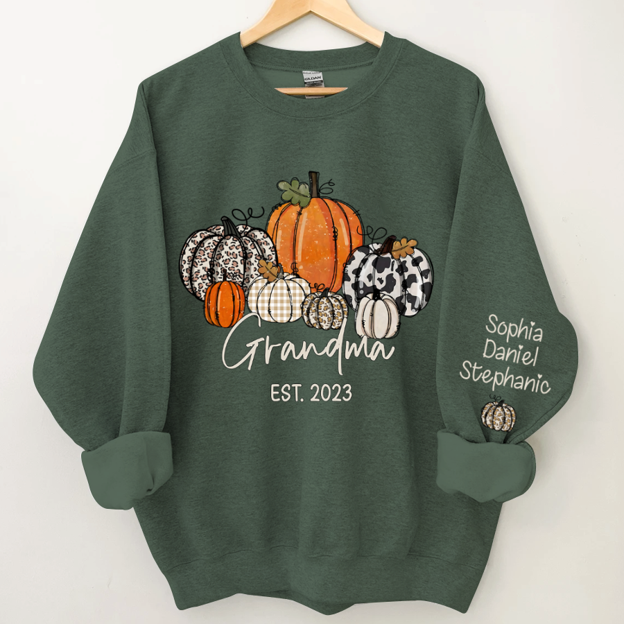 Lofaris Pumpkin Grandma Est Year And Kids Custom Sweatshirt