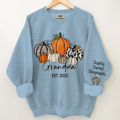 Lofaris Pumpkin Grandma Est Year And Kids Custom Sweatshirt
