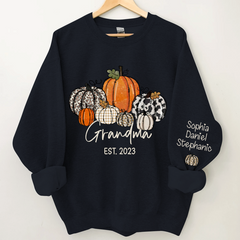 Lofaris Pumpkin Grandma Est Year And Kids Custom Sweatshirt