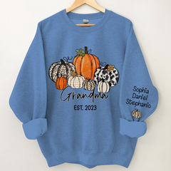 Lofaris Pumpkin Grandma Est Year And Kids Custom Sweatshirt