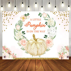 Lofaris Pumpkin Is On The Way Floral Baby Shower Backdrop
