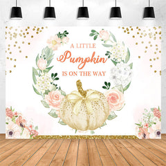 Lofaris Pumpkin Is On The Way Floral Baby Shower Backdrop