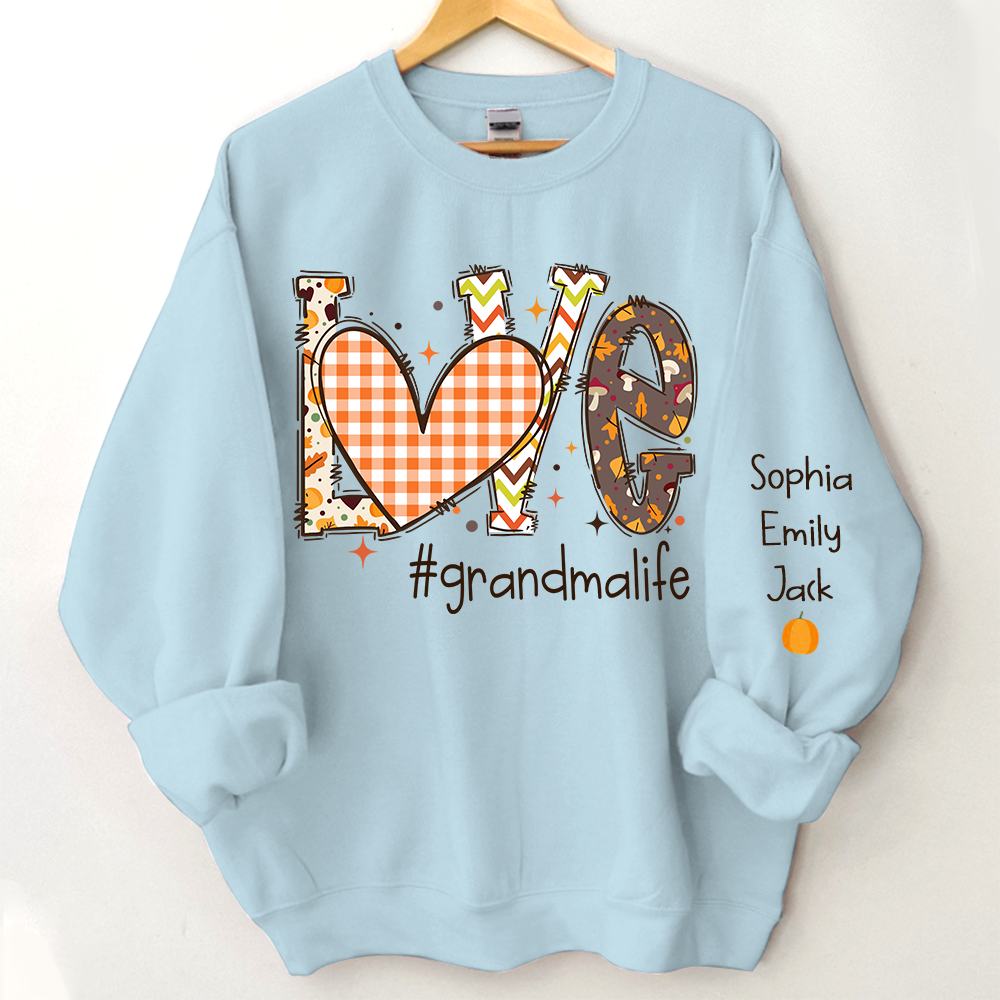 Lofaris Pumpkin Love Grandmalife Grandkids Custom Sweatshirt