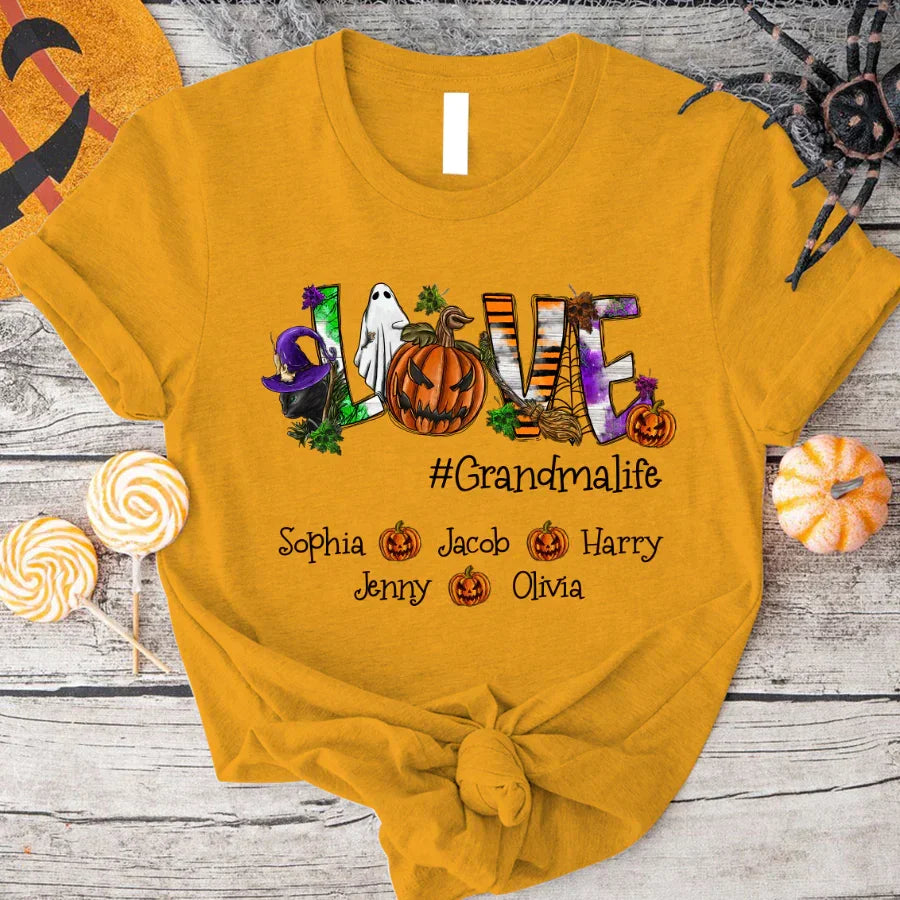 Lofaris Pumpkin Love Halloween Grandma And Kids T - Shirt