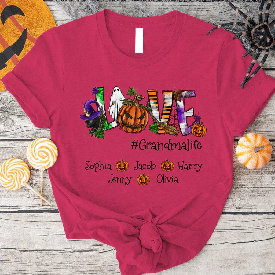 Lofaris Pumpkin Love Halloween Grandma And Kids T - Shirt