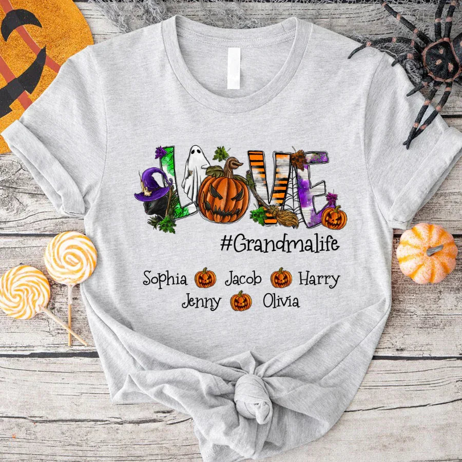 Lofaris Pumpkin Love Halloween Grandma And Kids T - Shirt