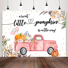 Lofaris Pumpkin On The Way Leaves Floral Baby Shower Backdrop