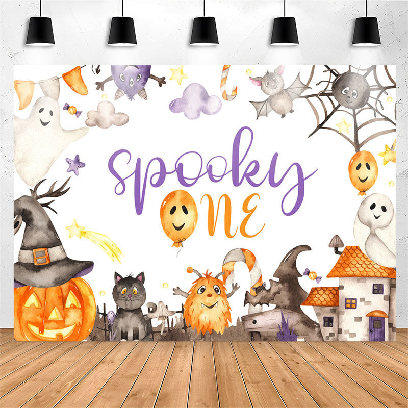 Lofaris Pumpkin Spooky Cute Halloween 1st Birthday Backdrop