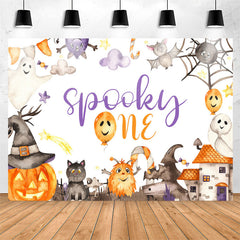 Lofaris Pumpkin Spooky Cute Halloween 1st Birthday Backdrop